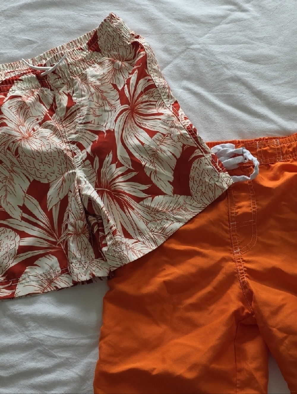 Old Navy Orange and Cream Tropical Kids Swim Trunks